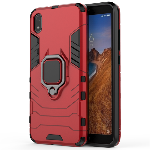 Чохол Ring case для Xiaomi Redmi 7A броньований бампер з кільцем червоний - Фото 2 Чохол Ring case для Xiaomi Redmi 7A броньований бампер з кільцем червоний - зображення 2