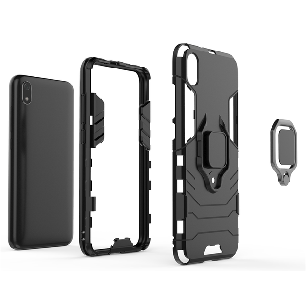 Чохол Ring case для Xiaomi Redmi 7A броньований бампер з кільцем чорний - Фото 6 Чохол Ring case для Xiaomi Redmi 7A броньований бампер з кільцем чорний - зображення 6