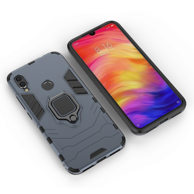Чохол Ring case для Xiaomi Redmi Note 7 / Note 7 Pro / Global броньований бампер з кільцем темно-синій - Фото 4 Чохол Ring case для Xiaomi Redmi Note 7 / Note 7 Pro / Global броньований бампер з кільцем темно-синій - зображення 4