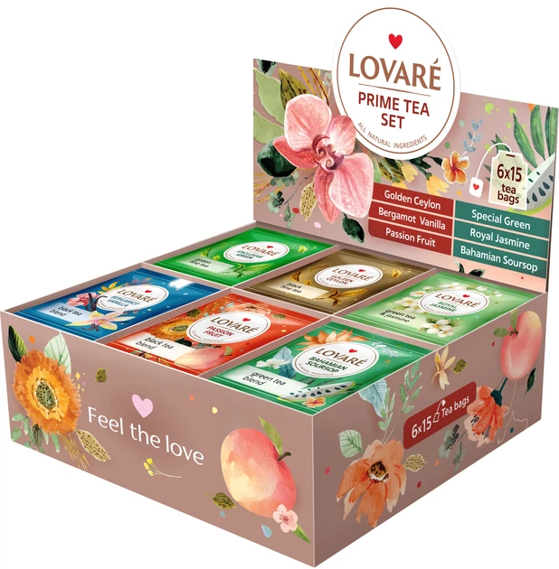 Колекція пакетованого чаю Lovare "Prime Tea Set" 90 пакетів асорті — 6