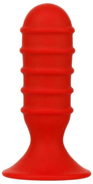 Анальная пробка Menzstuff Ribbed Torpedo Dong 4 inch Red (15336000000000000) - изображение 1
