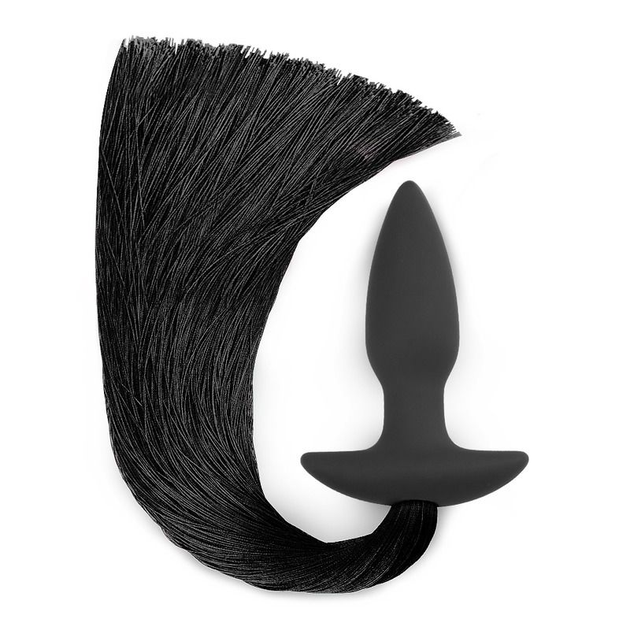Анальная пробка с хвостом Silicone Anal Plug with Pony Tail цвет черный (11103005000000000) - изображение 1
