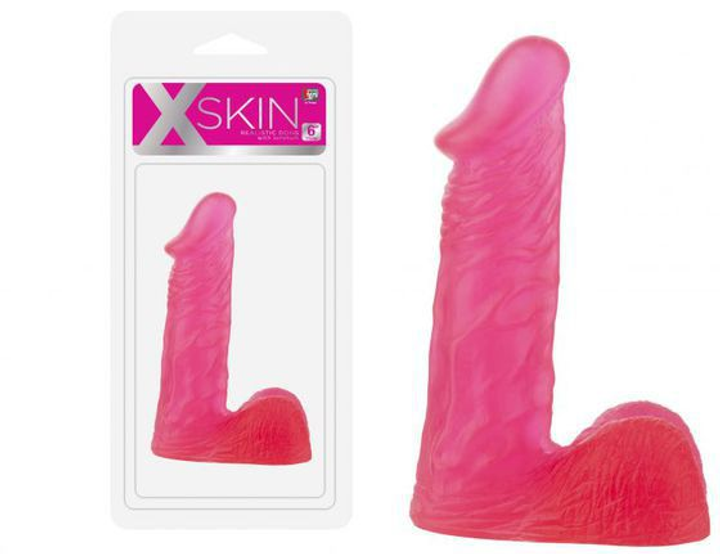 Фалоімітатор XSkin 6 PVC dong Transparent Pink, 15 см колір рожевий (12623016000000000) - зображення 1