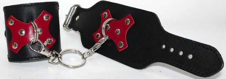 Шкіряні наручники з декоративною вставкою колір чорний (17646023000000000) - зображення 1
