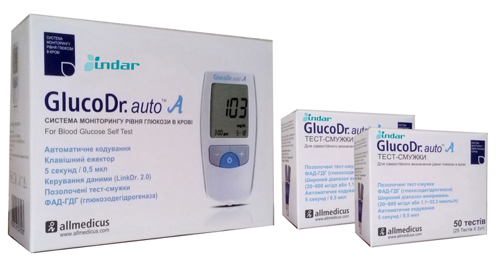 Глюкометр GlucoDr. auto A + 100 смужок (ГлюкоДоктор авто А AGM-4000) - зображення 1
