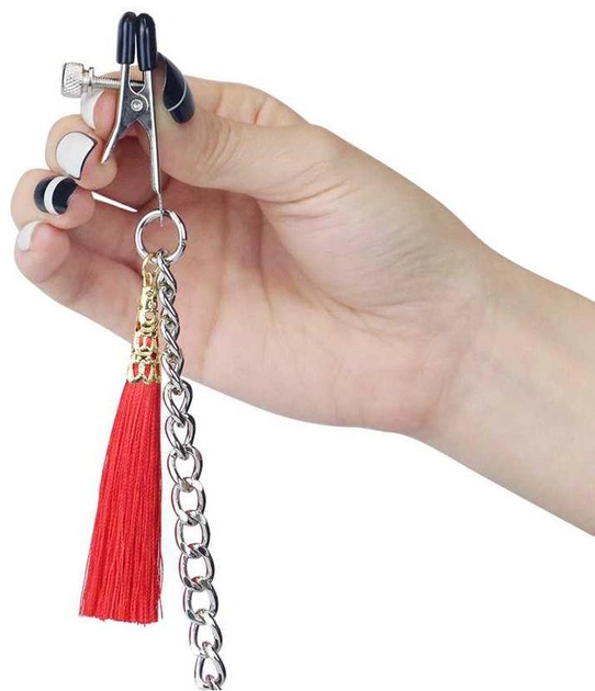 Зажимы для сосков и клитора Lovetoy Nipple Clit Tassel Clamp With Chain цвет красный (20867015000000000) - изображение 2