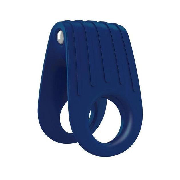 Двойное эрекционное кольцо с вибрацией OVO B12 цвет синий (12389007000000000) - зображення 1