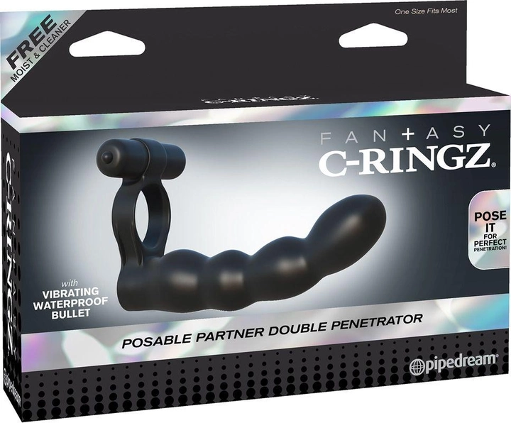 Эрекционное кольцо с фаллоимитатором Fantasy C-Ringz Posable Partner Double Penetrator (19263000000000000) - изображение 1