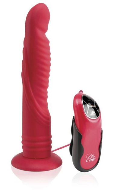 Вібратор Elite Vibrating 8 Inch Dildo Silicone Waterproof Red (11656000000000000) - зображення 1