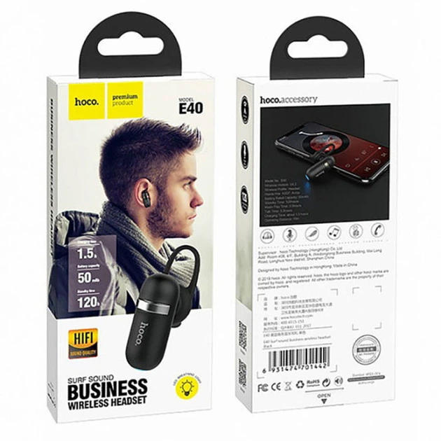 Bluetooth гарнитура HOCO E40 Чёрный - изображение 4
