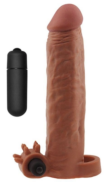 Насадка на пеніс з вібрацією Pleasure X-Tender Series Perfect for 5-6.5 inches Erect Penis колір коричневий (+18912014000000000) - зображення 1