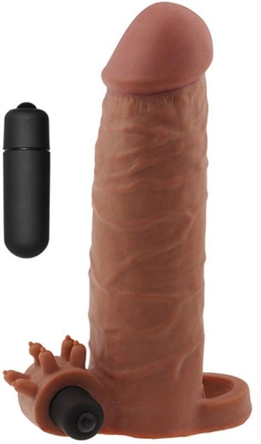 Насадка на пеніс з вібрацією Pleasure X-Tender Series Perfect for 5-6.5 inches Erect Penis колір коричневий (18915014000000000) - зображення 1