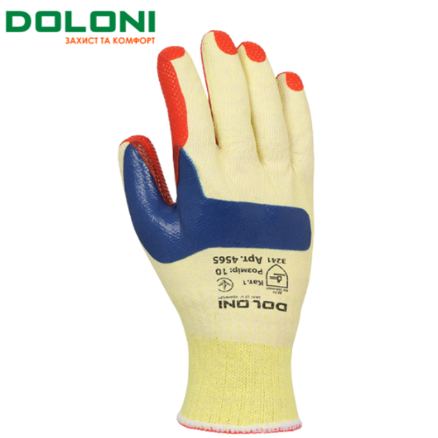 Перчатки рабочие трикотажные с двойным латексным обливом Doloni ...