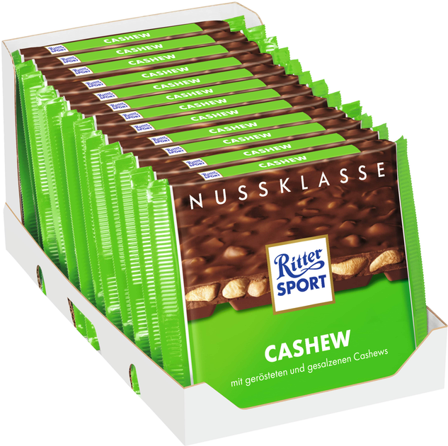 Упаковка молочного шоколаду Ritter Sport Nut Selection з цільним горіхом кеш'ю 12 шт. х 100 г від Rozetka на платформі USKIDKA Акція на Упаковка молочного шоколаду Ritter Sport Nut Selection з цільним горіхом кеш'ю 12 шт. х 100 г від Rozetka