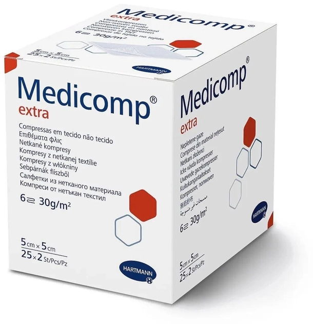 Серветки з нетканого матеріалу Medicomp® extra 5см х 5см 2шт - зображення 1
