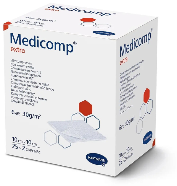 Салфетки из нетканого материала Medicomp extra 10см х 10см 2шт - изображение 1