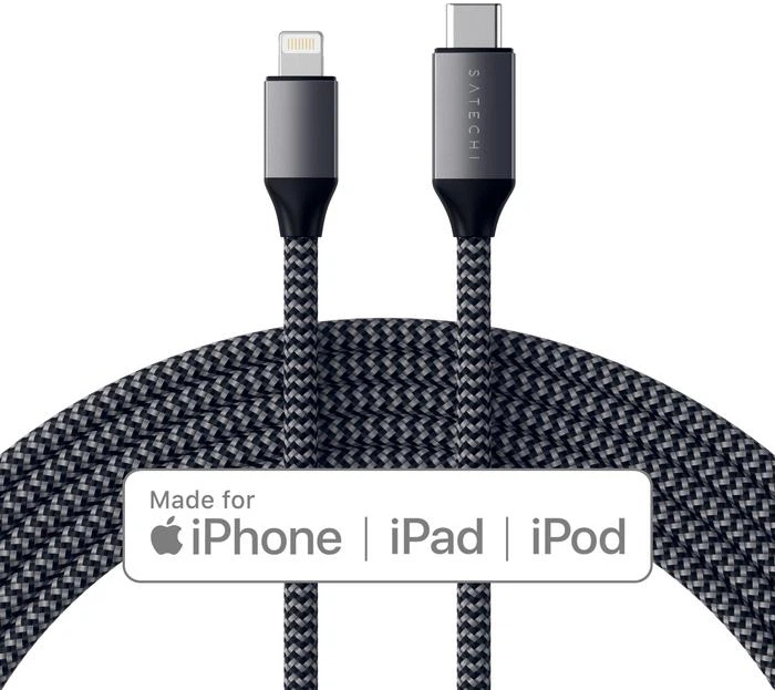 Кабель синхронізації Satechi USB Type-C to Lightning 1.8 м Space Gray (ST-TCL18M) - зображення 2