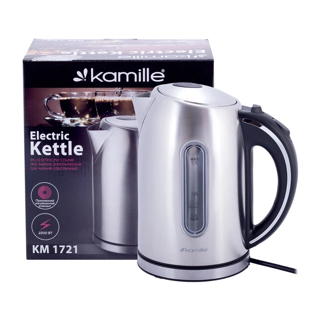 Чайник электрический Kamille KM-1721 из нержавеющей стали 1,7 л ручка из пластика 2000 Вт Стальной (127-84-1721) - изображение 8