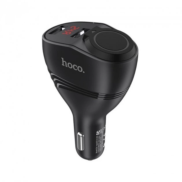 Автомобільний зарядний пристрій HOCO Z34 3,1А 12-24В 2 USB з цифровим дисплеєм - зображення 2