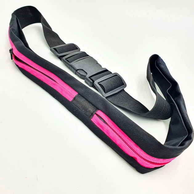 Спортивная сумка на пояс для бега Runbag на два отделения Черно- Розовая - Фото 2 Спортивная сумка на пояс для бега Runbag на два отделения Черно- Розовая - изображение 2