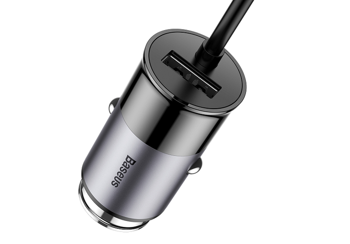 Адаптер автомобільний BASEUS CCTON-0G 4USB, 5.5 A, сірий - зображення 3