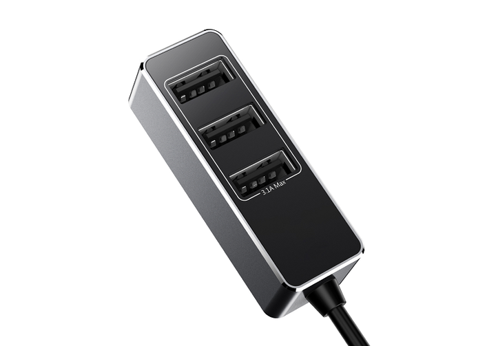 Адаптер автомобільний BASEUS CCTON-0G 4USB, 5.5 A, сірий - зображення 4