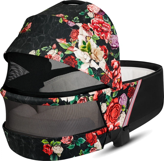 Универсальная коляска 2 в 1 Cybex Priam Fashion Edition Spring Blossom Dark black шасси Rose Gold - Фото 7 Универсальная коляска 2 в 1 Cybex Priam Fashion Edition Spring Blossom Dark black шасси Rose Gold - изображение 7