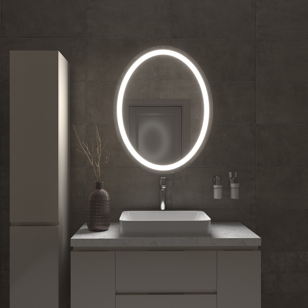  с подсветкой овальное 90х70 Black Mirror в ванную комнату .