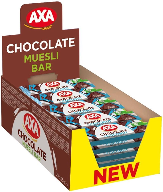 Акция на Упаковка Зерновий батончик AXA з молочним шоколадом і кокосом 25 г x 24 шт. от Rozetka