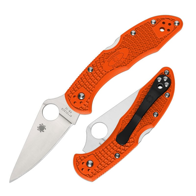 Нож складной Spyderco Delica 4 Flat Ground (длина: 181мм, лезвие: 73мм), оранжевый - изображение 2