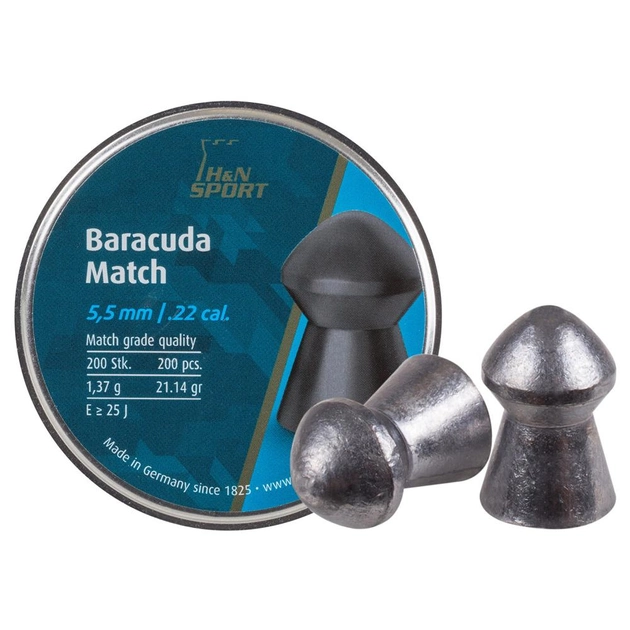Пули для пневматики H&N Baracuda Match (5.51мм, 1.37г, 200шт) - изображение 1