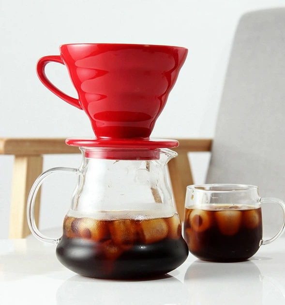 Пуровер BlackBrew V60 02 червоний керамічний для заварювання кави на 1-4 чашки - Фото 3 Пуровер BlackBrew V60 02 червоний керамічний для заварювання кави на 1-4 чашки - зображення 3