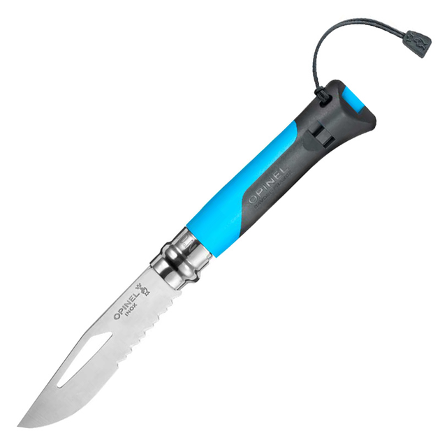 Нож складной Opinel №8 Outdoor полусеррейтор (длина: 190мм, лезвие: 85мм), синий - изображение 1