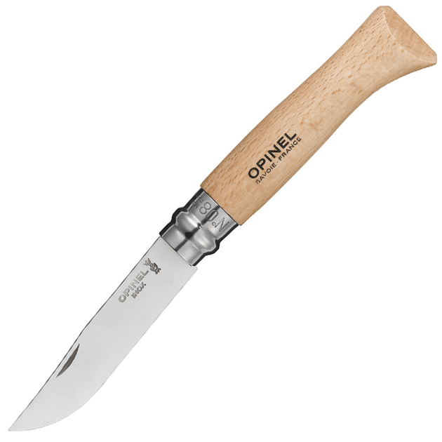 Ніж складний Opinel №8 Inox (довжина: 190мм, лезо: 85мм), бук - изображение 1