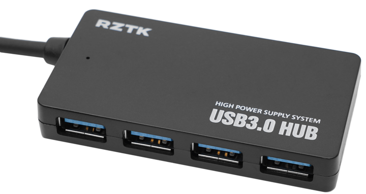 USB-хаб RZTK USB 3.0 + 3xUSB 2.0 Black з кабелем живлення – фото ...