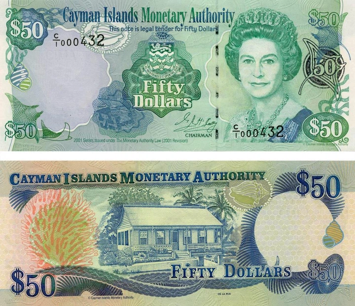Банкнота Каймановы острова 50 долларов 2001 UNC Префикс С/1 (P29a) - Фото 1 Банкнота Каймановы острова 50 долларов 2001 UNC Префикс С/1 (P29a) - изображение 1