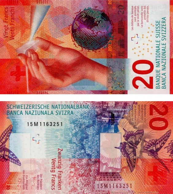 Банкнота Швейцарія 20 франків 2017 UNC (P76) - Фото 1 Банкнота Швейцарія 20 франків 2017 UNC (P76) - зображення 1