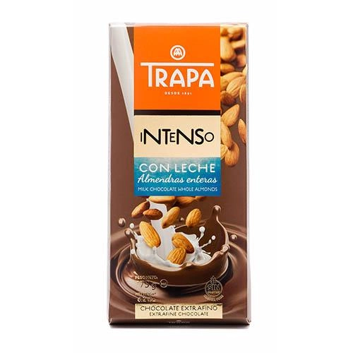 Шоколад молочный TRAPA с цельным миндалем без глютена 175г (00-00001194) 