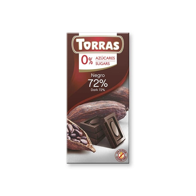 Шоколад черный TORRAS какао 72% (БЕЗ САХАРА, БЕЗ ГЛЮТЕНА) 75г (00-00000080) 