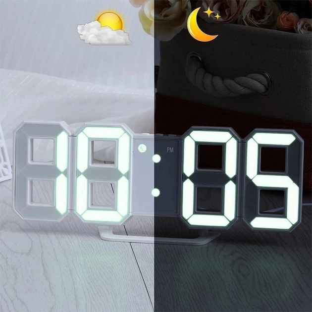 Светодиодные 3D часы цифровые LY 1089 с 3 уровней яркости и будильник настенные  часы Белый – низкие цены, кредит, оплата частями в интернет-магазине  ROZETKA от продавца: Albelgo | Купить в Украине: Киеве,