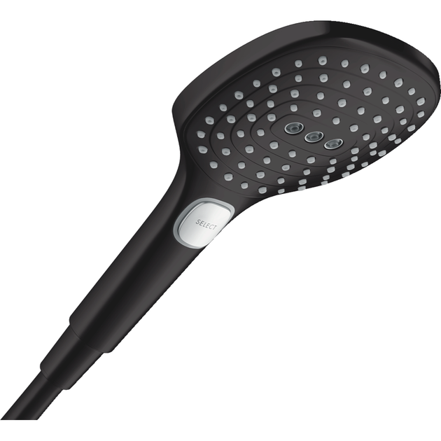 Душевая лейка HANSGROHE Raindance с кнопкой 120мм пластик черная 26520670 - Фото 1 Душевая лейка HANSGROHE Raindance с кнопкой 120мм пластик черная 26520670 - изображение 1