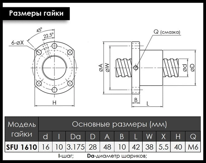 Шарико-винтовая передача TBI MOTION 1610 гайка и винт ШВП с токарной обработкой концов 500 мм (72-003) - изображение 6