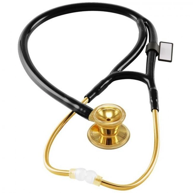 Стетоскоп кардиологический, классический, с двойной головкой (головка нержавеющая сталь) 797K (цвет золото), MDF (США) - зображення 1