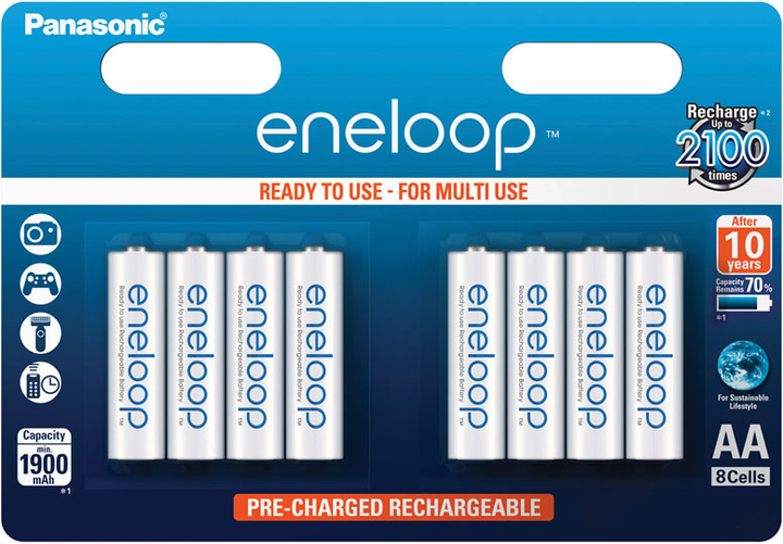 Аккумулятор  Eneloop BK-3MCCE/8BE в блистере AA 1900 mAh Ni-Mh .