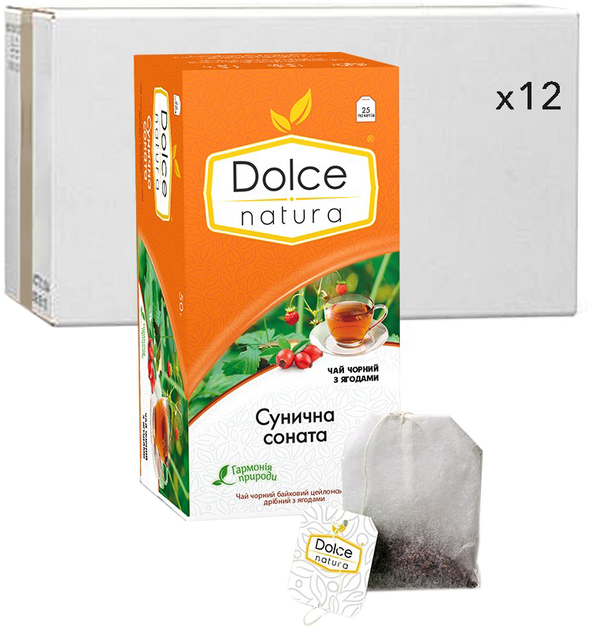 Упаковка чая черного байхового Dolce Natura Земляничная соната с ягодами 50  г (25 шт х 2 г) х 12 упаковок (2000006782601) – низкие цены, кредит, оплата  частями в интернет-магазине ROZETKA | Купить