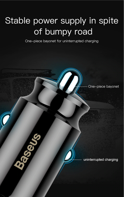 Автозарядное устройство Baseus Grain 2USB 3.1A Black (CCALL-ML01) - изображение 3