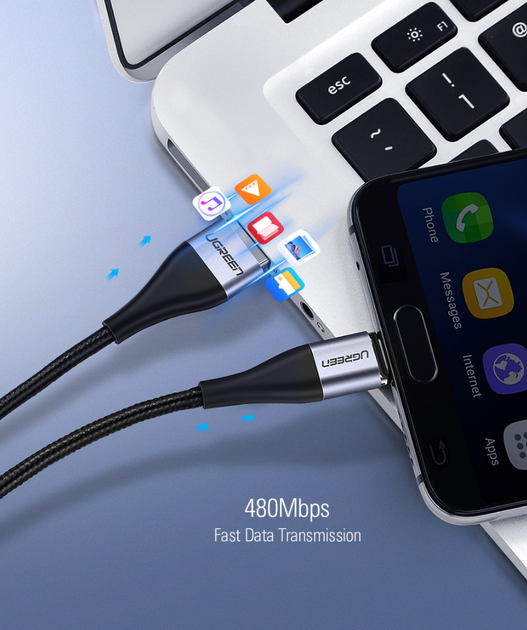 Конектор Ugreen перехідник зарядний Micro USB 5V2.4A магнітний (ED023) - Фото 7 Конектор Ugreen перехідник зарядний Micro USB 5V2.4A магнітний (ED023) - зображення 7