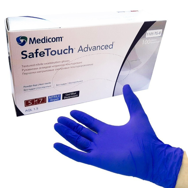 Перчатки нитриловые Medicom SafeTouch Advanced S фиолетовые 3,6 гр 100 шт - изображение 1