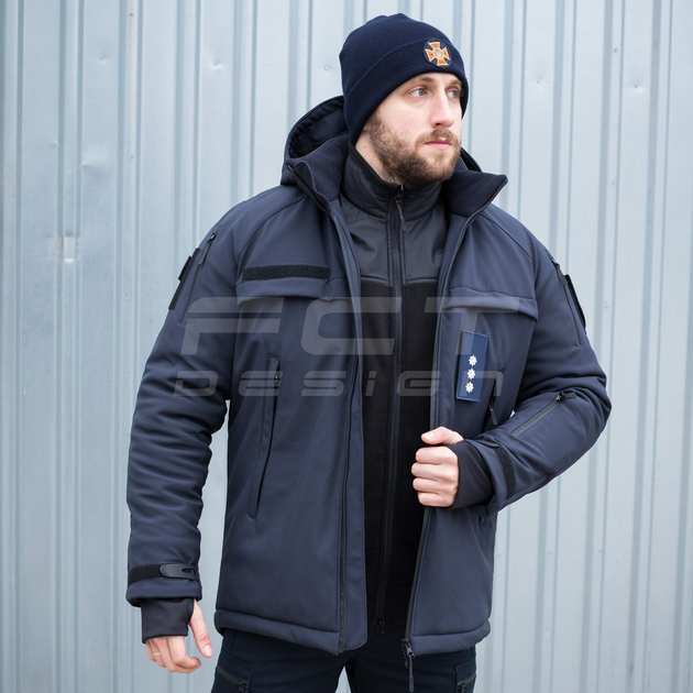 Куртка тактическая FCTdesign зимняя Патрол Софтшелл 52-54 синяя - изображение 1