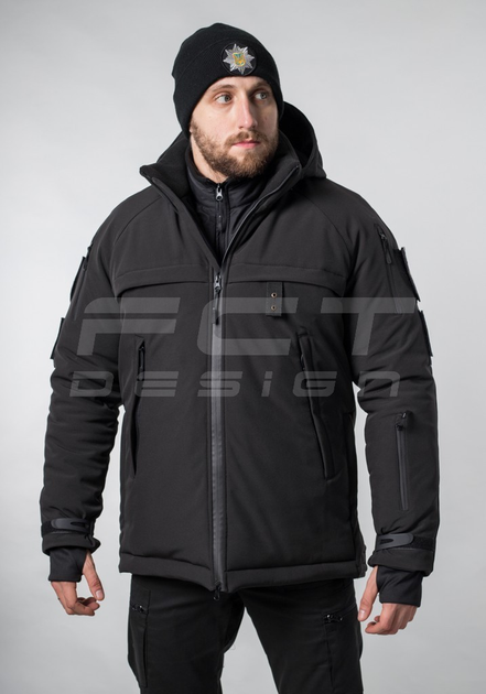Куртка тактическая FCTdesign зимняя Патрол Софтшелл 60-62 черная - изображение 1